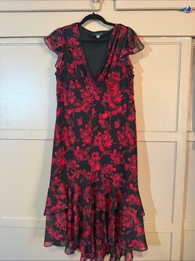 Tommy Hilfiger Black Dress with Red Floral Print